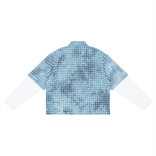 Unisex Vintage Wash Plaid Short Sleeve Shirt