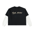 Layered Contrast Sleeve Cotton T-Shirt